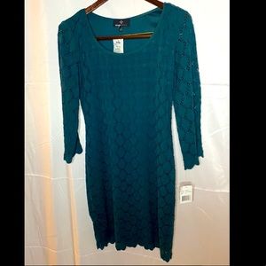 Ronni Nicole teal green eyelet dress, size 6